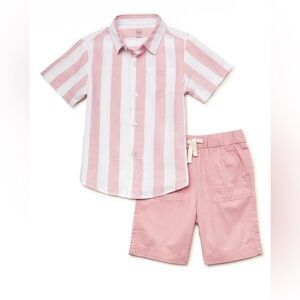 Pre-owned Wonder Nation Toddler boy’s short sleeve pink & white set/Size: 3T